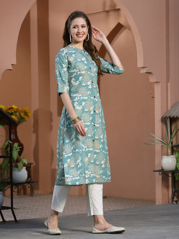 Printed Rayon A-Line Kurta